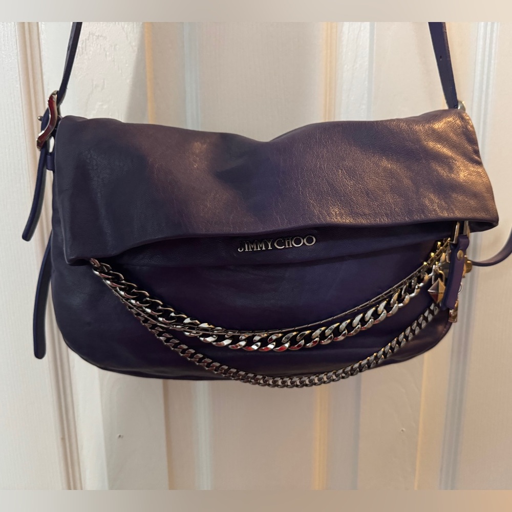 Jimmy Choo Purple Leather Shoulder Bag